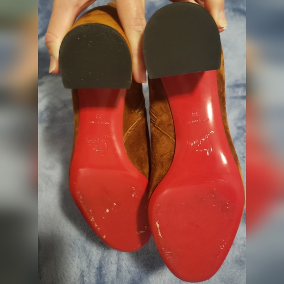 Christian Louboutin Tan Suede Ankle Booties - Picture 2 of 5